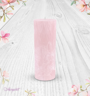 Svíčka Válec 2 (17 cm) – Růžová / Kvetoucí Paříž / Dvojité srdíčko